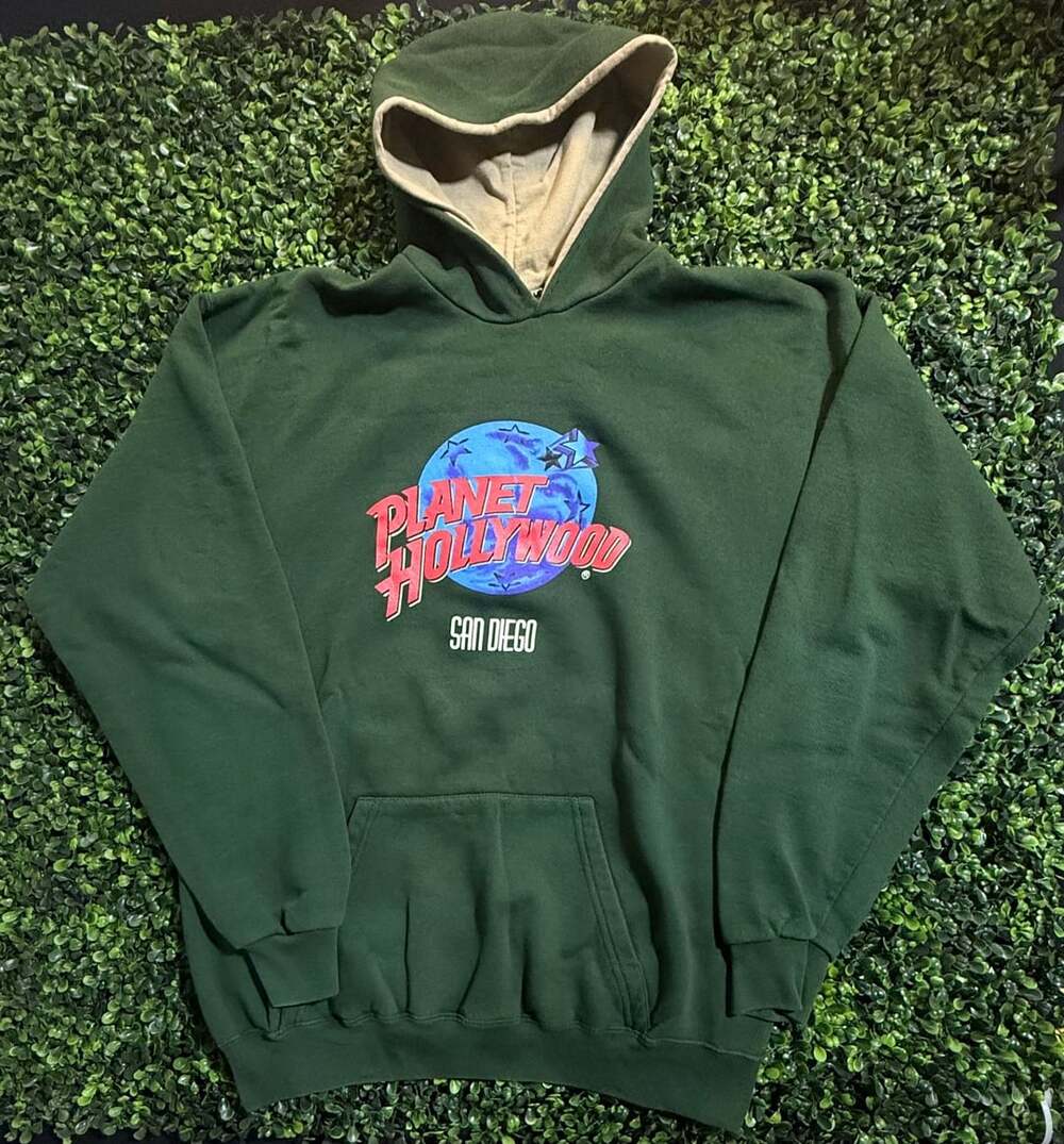 Vintage Planet Hollywood San Diego Green Hoodie Sweatshirt Made in USA